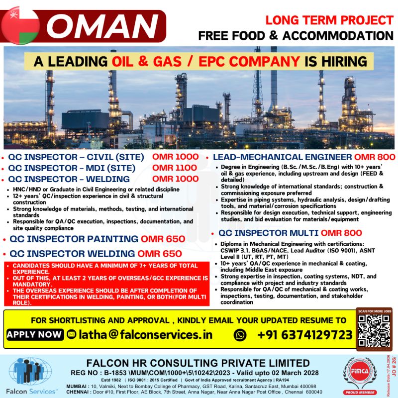 Urgent Hiring for Oman