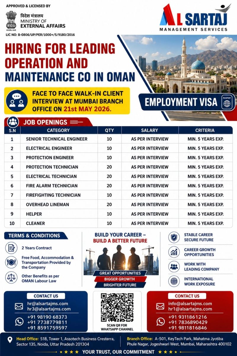 Urgent Hiring for Oman