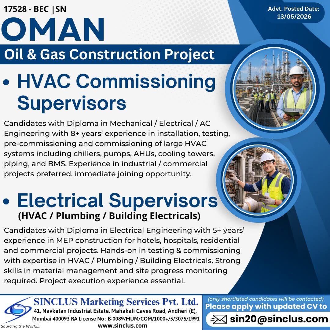 Urgent Hiring for Oman