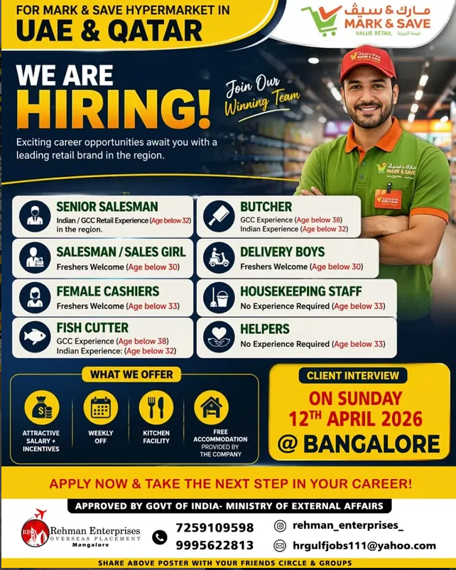 Urgent Hiring for Qatar & UAE