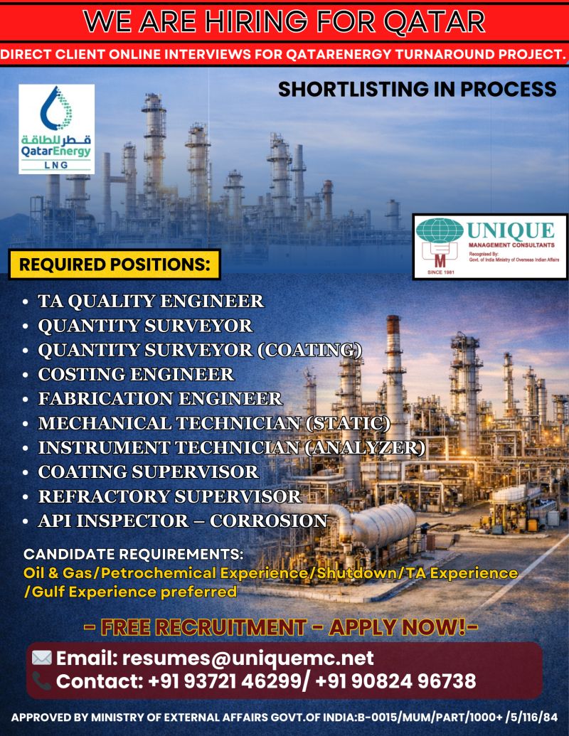 Urgent Hiring for Qatar