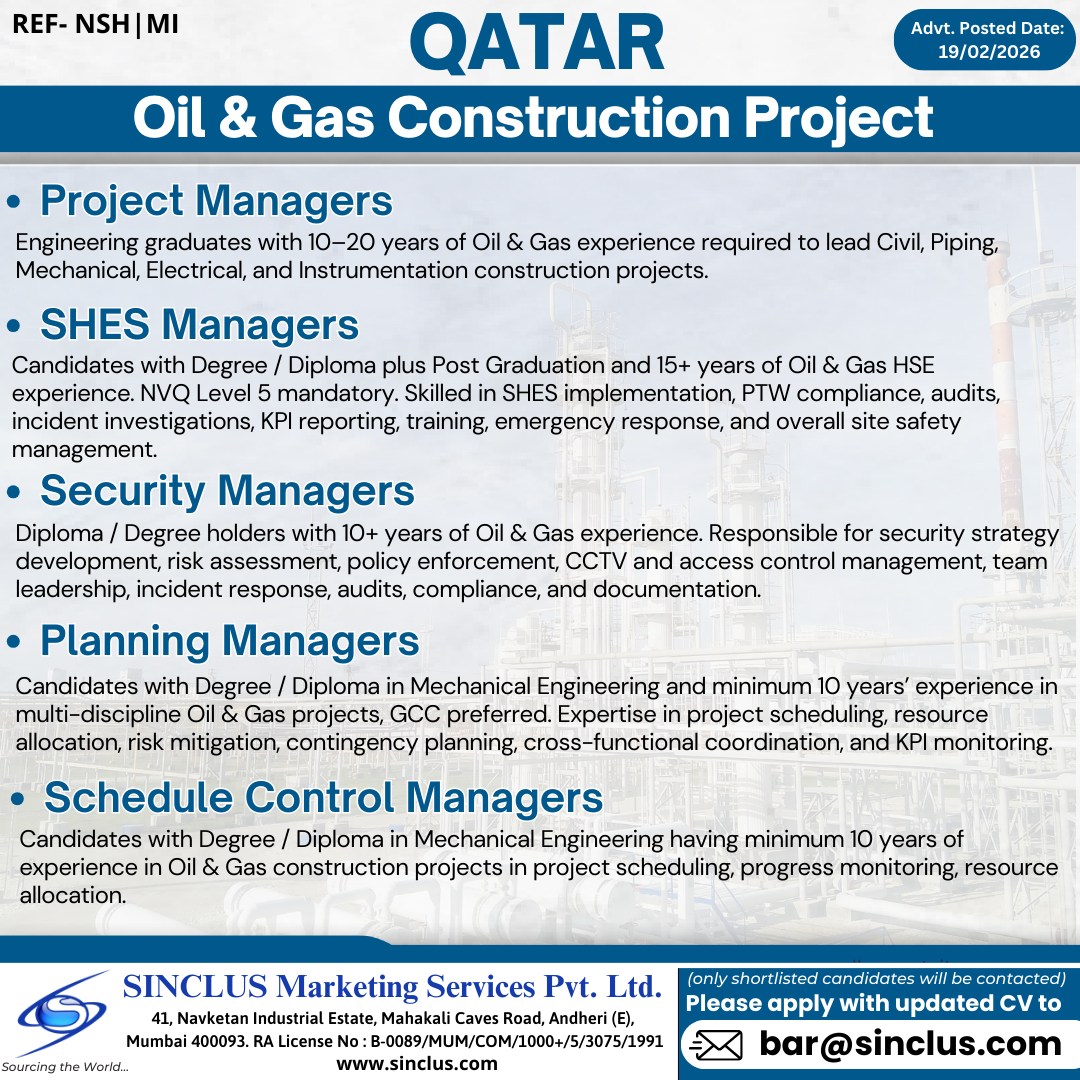Urgent Hiring for Qatar