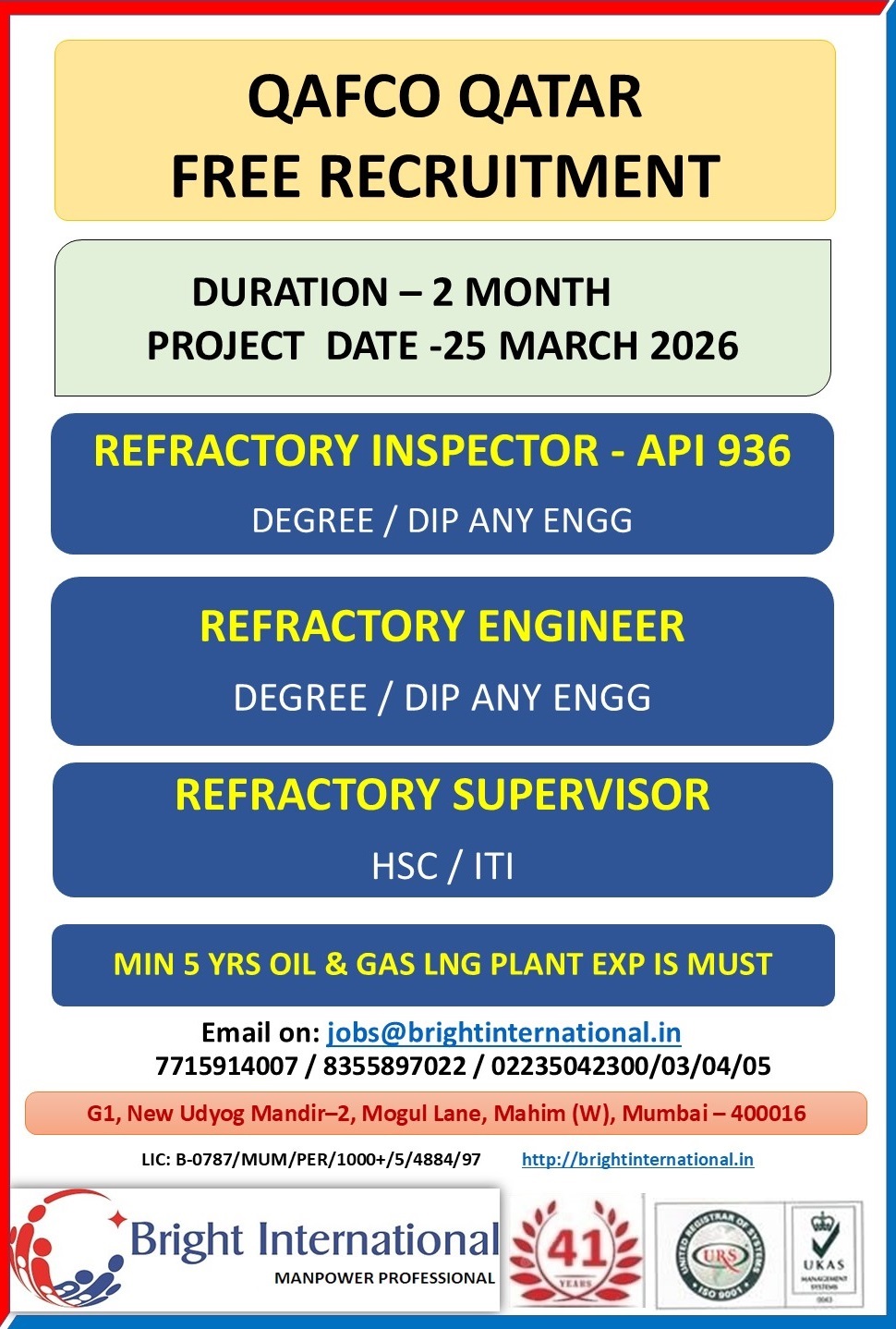 Urgent Hiring for Qatar