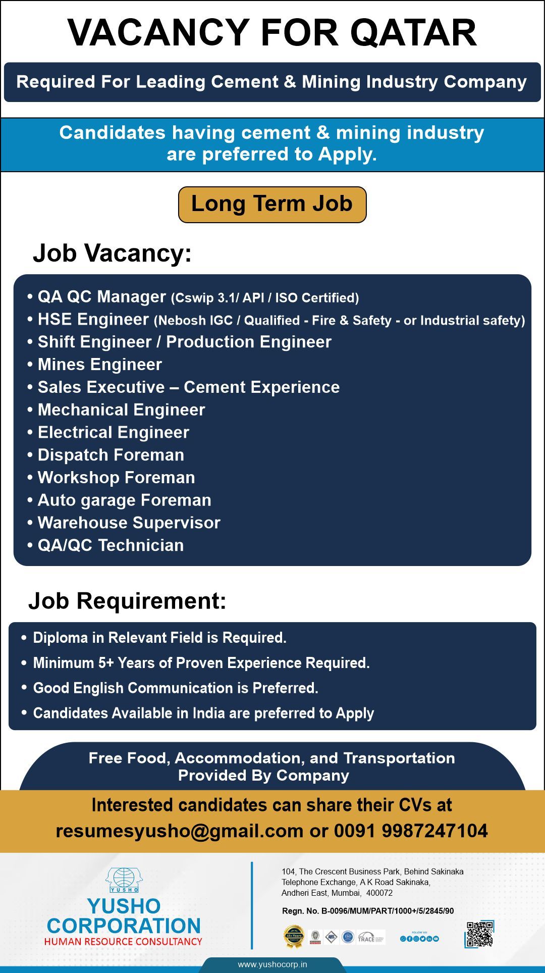 Urgent Hiring for Qatar
