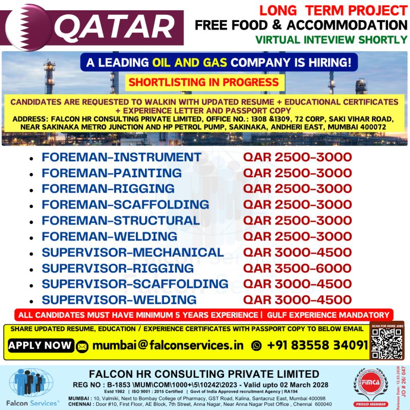 Urgent Hiring for Qatar