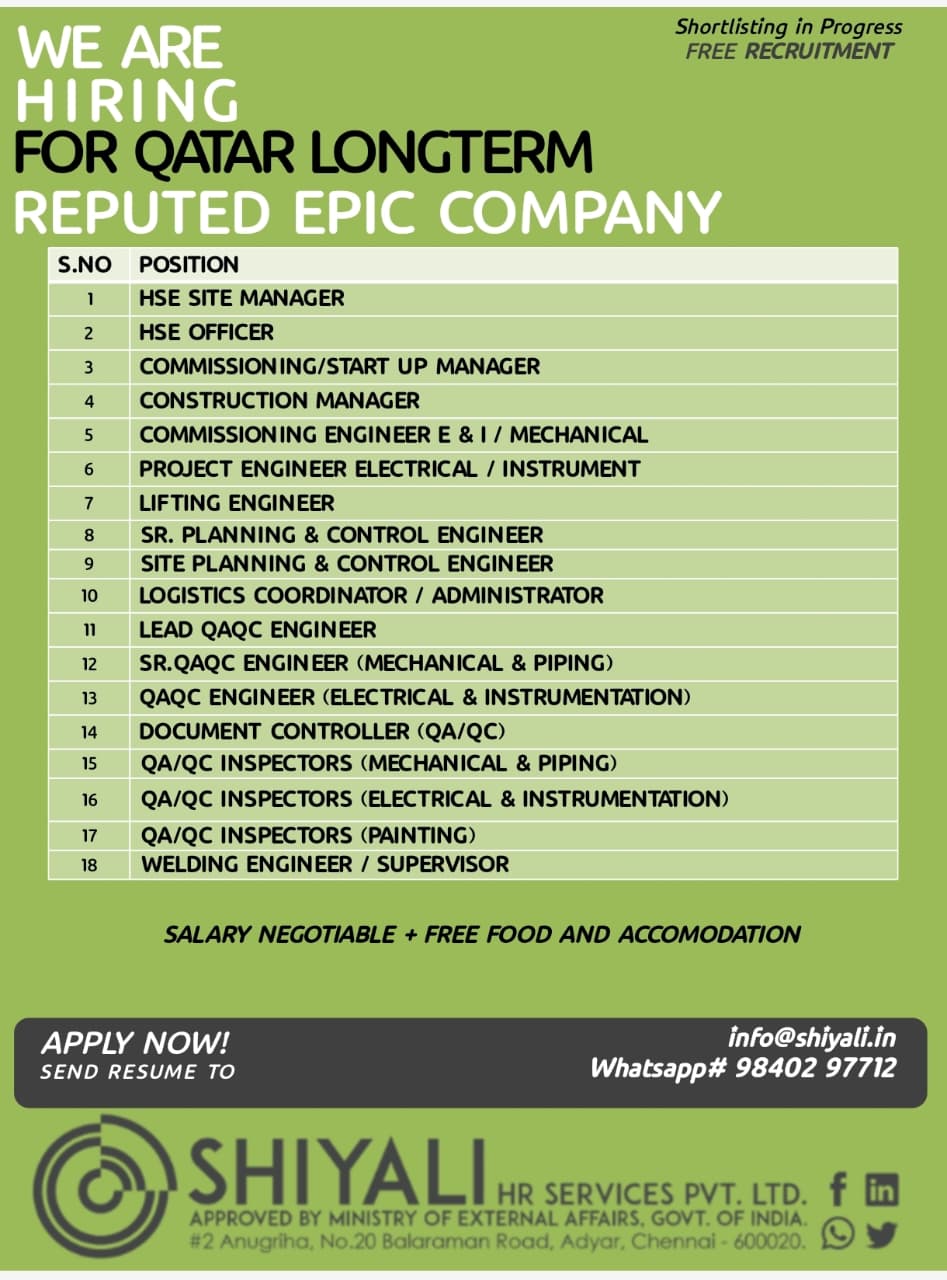 Urgent Hiring for Qatar
