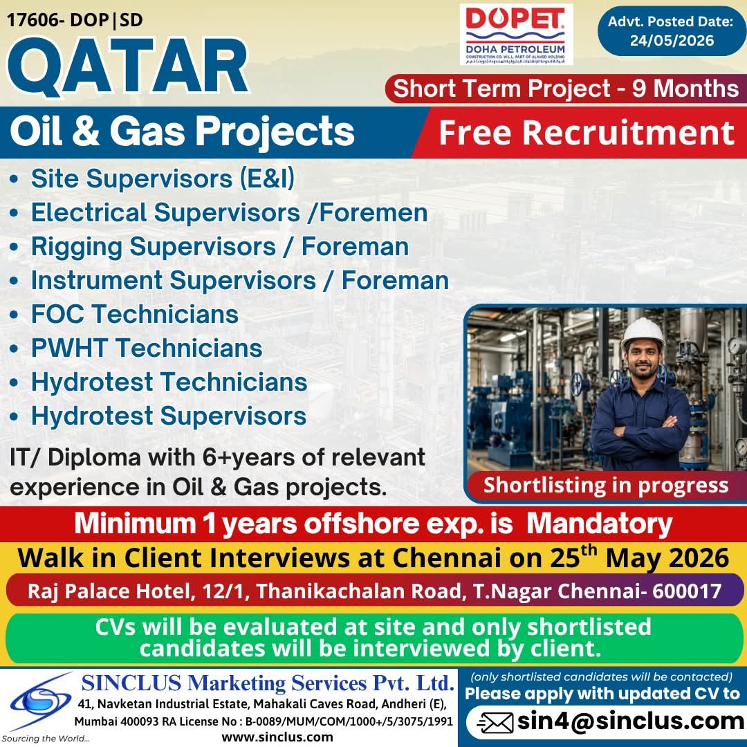 Urgent Hiring for Qatar