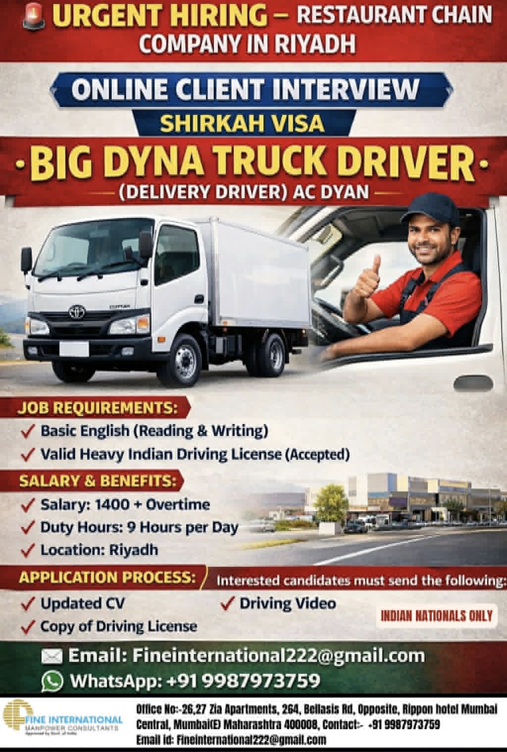 Urgent Hiring for Riyadh