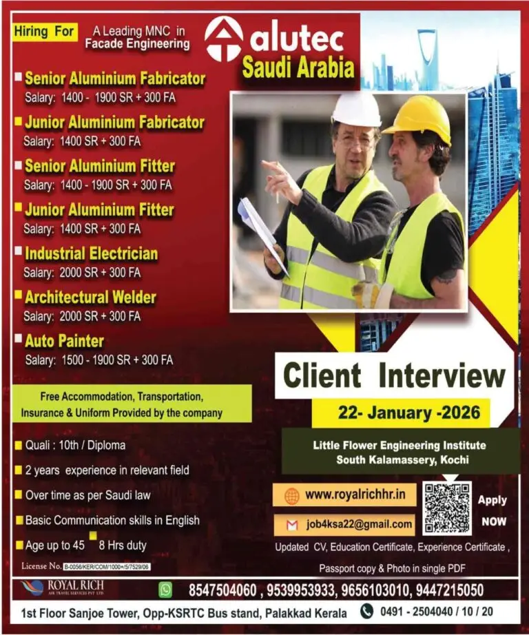Urgent Hiring for Saudi Arabia