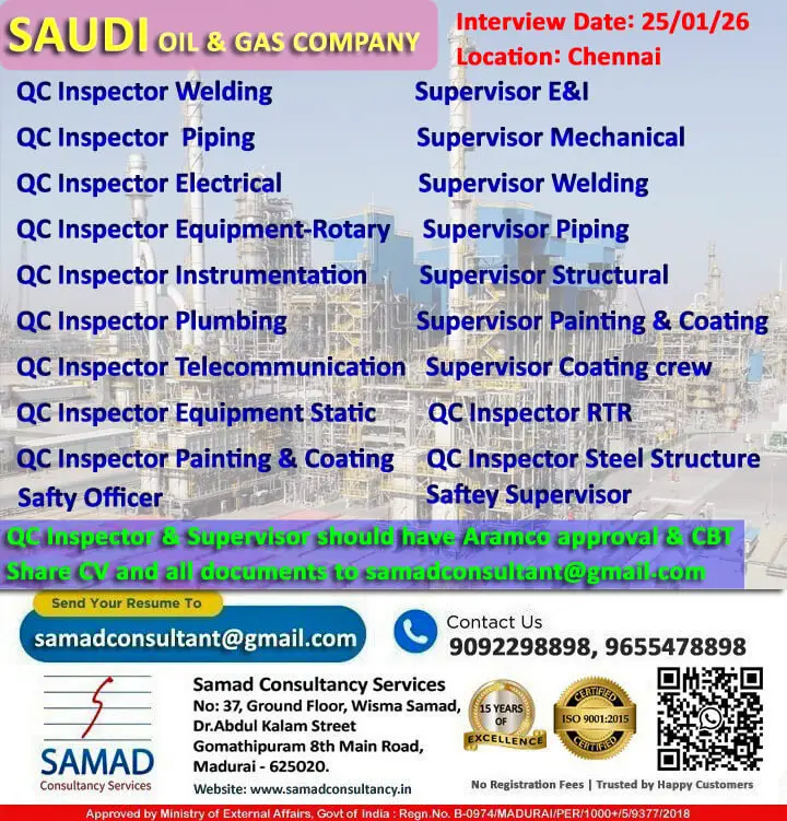 Urgent Hiring for Saudi Arabia