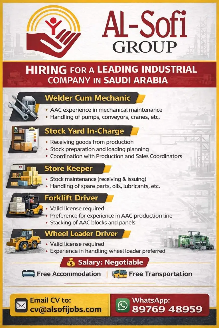 Urgent Hiring for Saudi Arabia