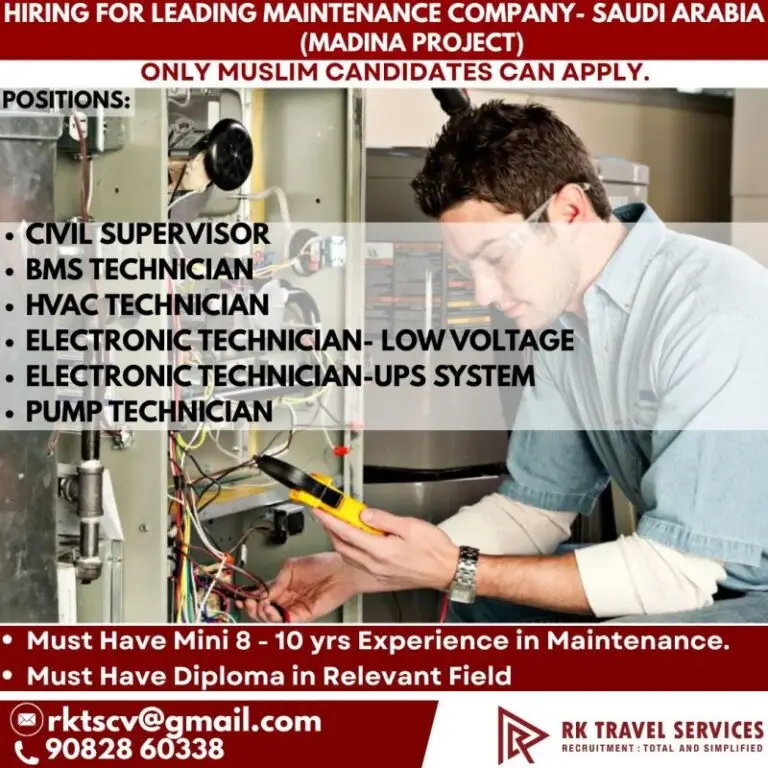 Urgent Hiring for Saudi Arabia