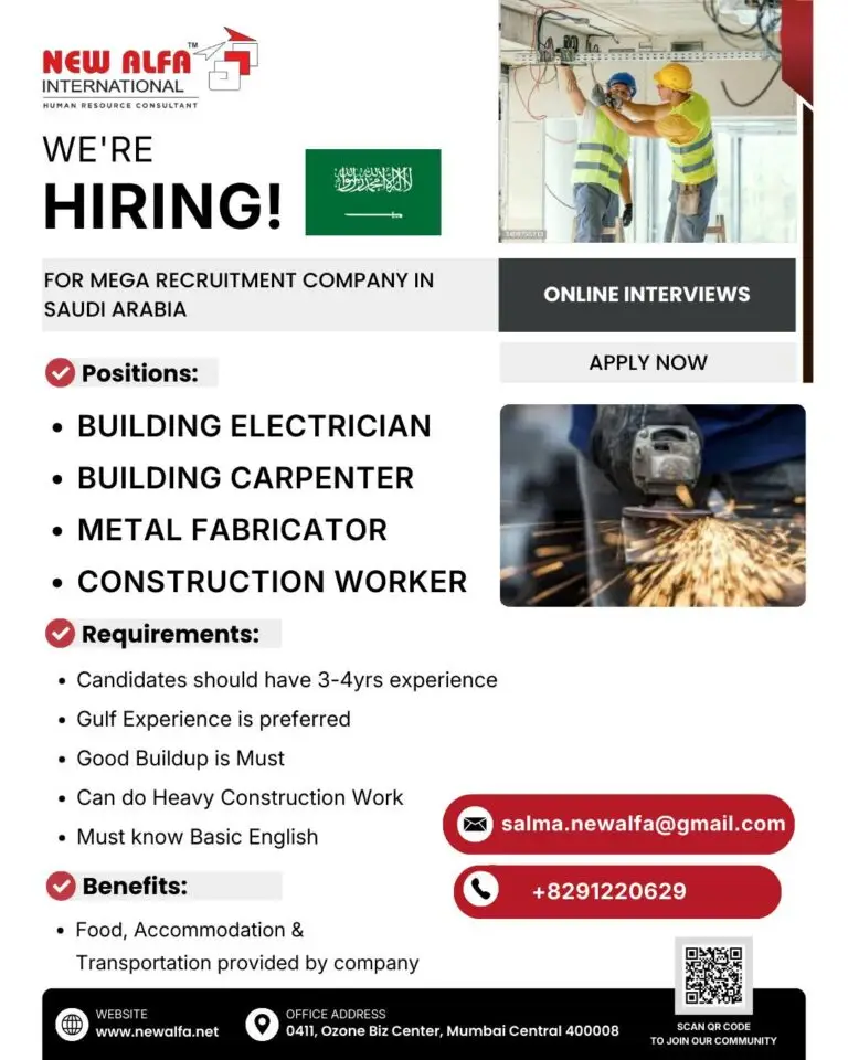 Urgent Hiring for Saudi Arabia
