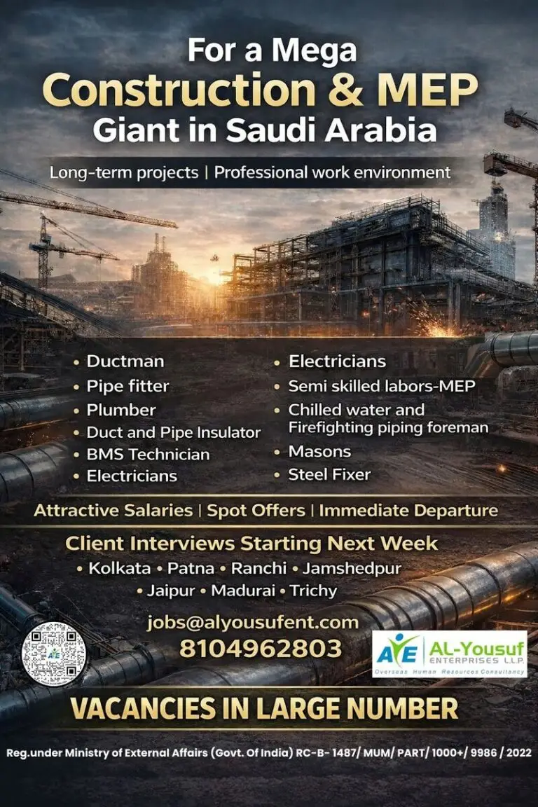 Urgent Hiring for Saudi Arabia