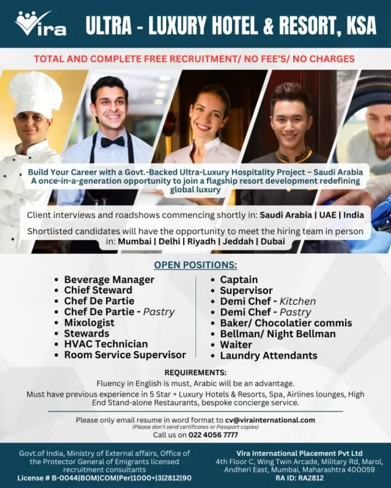 Urgent Hiring for Saudi Arabia