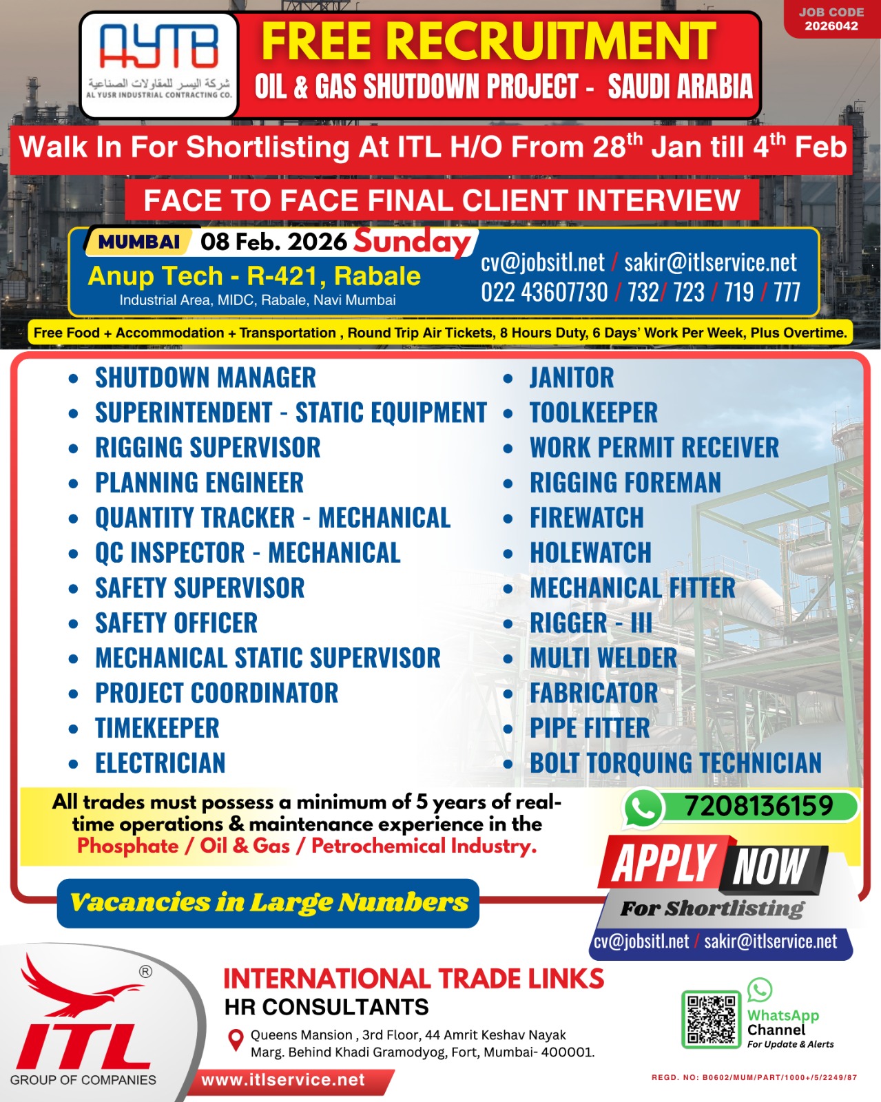 Urgent Hiring for Saudi Arabia