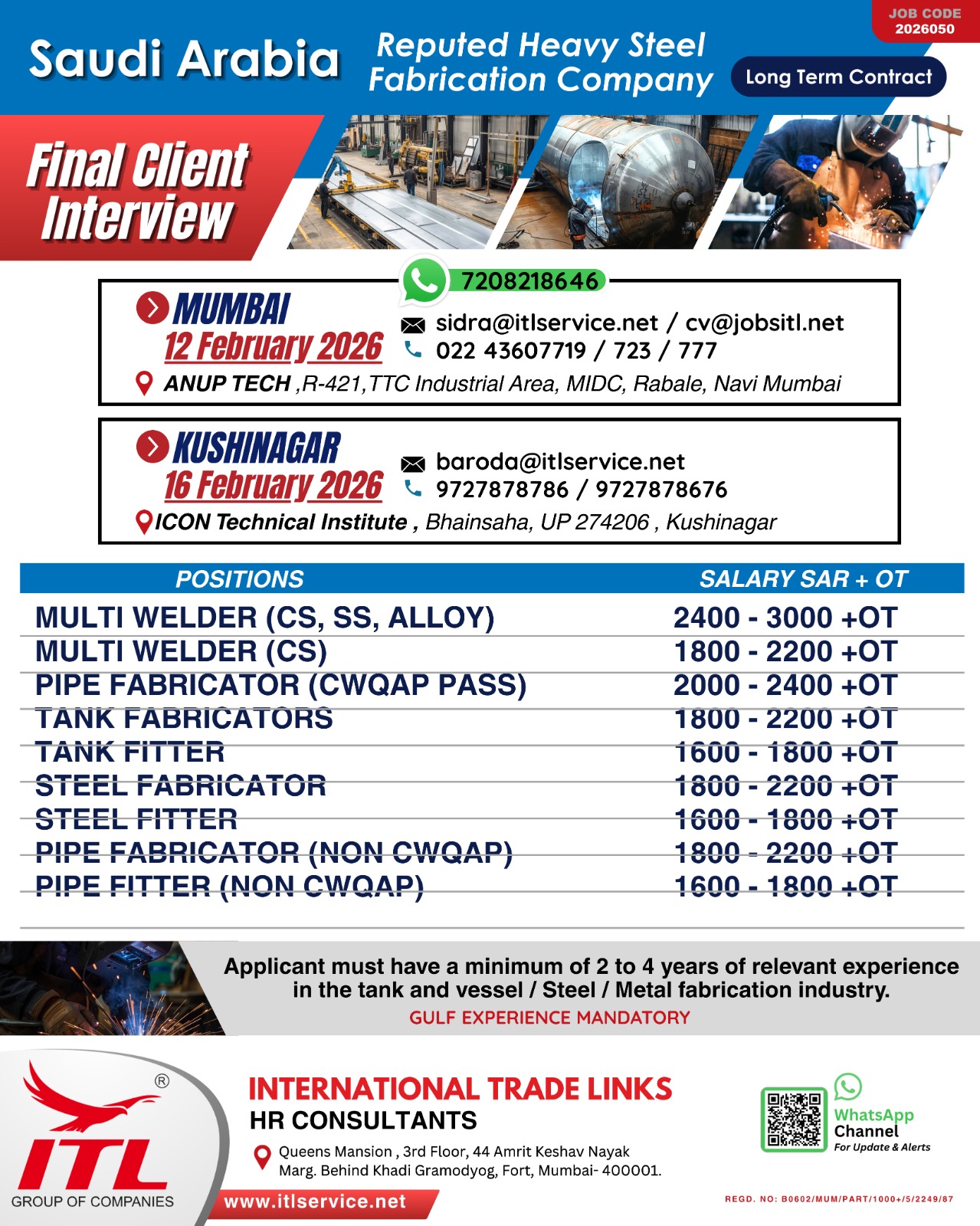 Urgent Hiring for Saudi Arabia