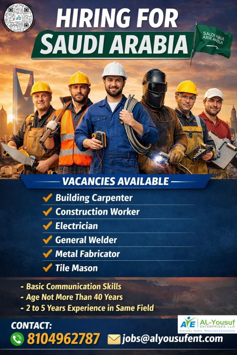 Urgent Hiring for Saudi Arabia