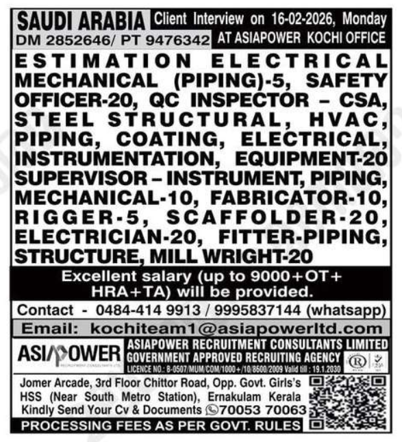 Urgent Hiring for Saudi Arabia