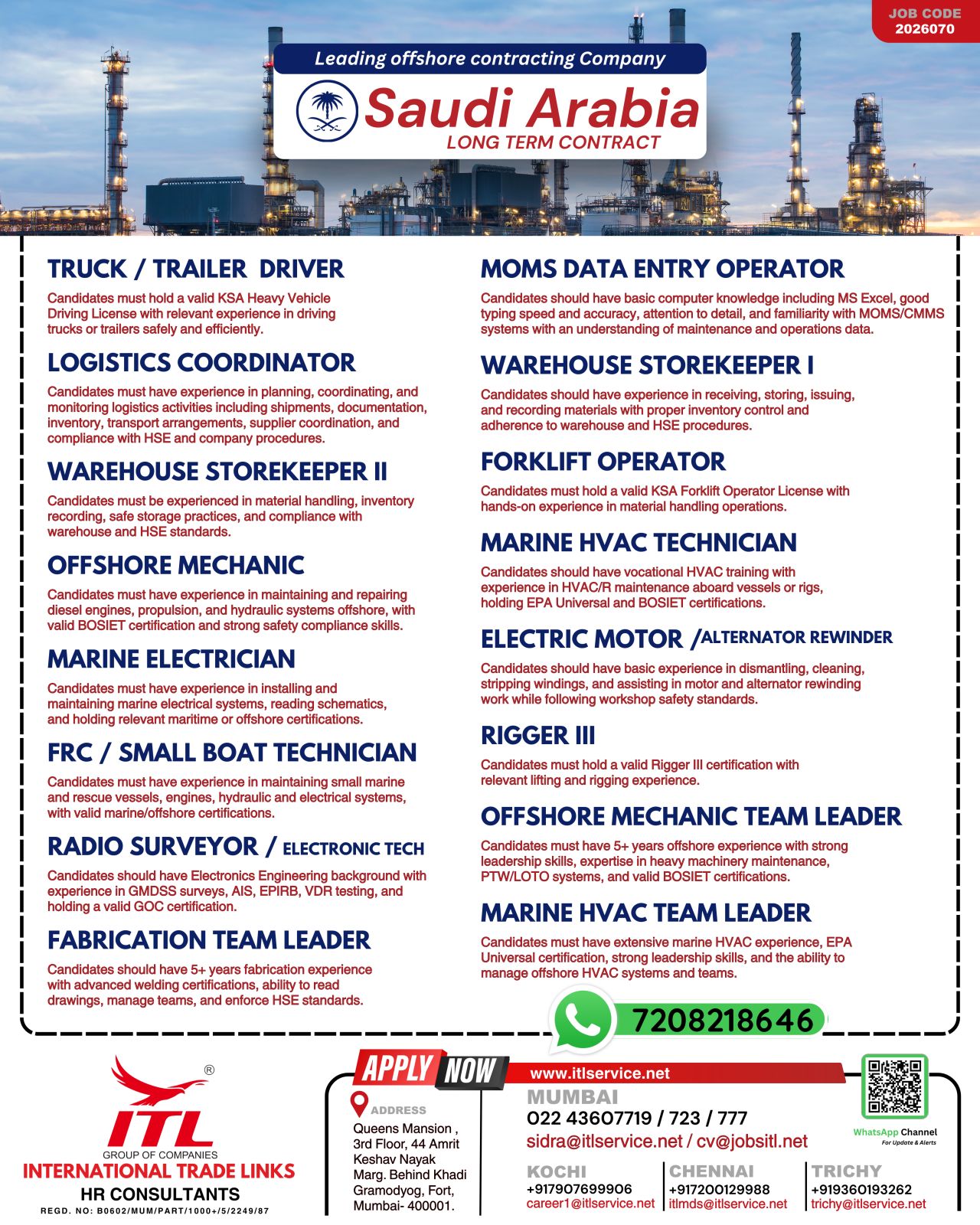 Urgent Hiring for Saudi Arabia