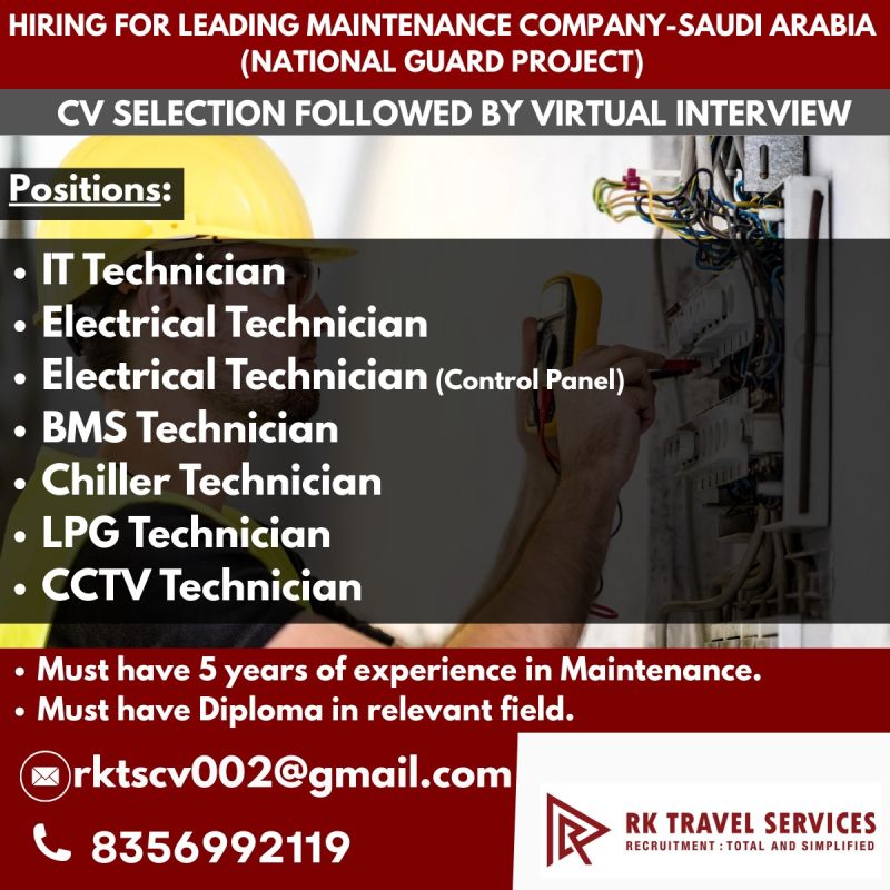 Urgent Hiring for Saudi Arabia