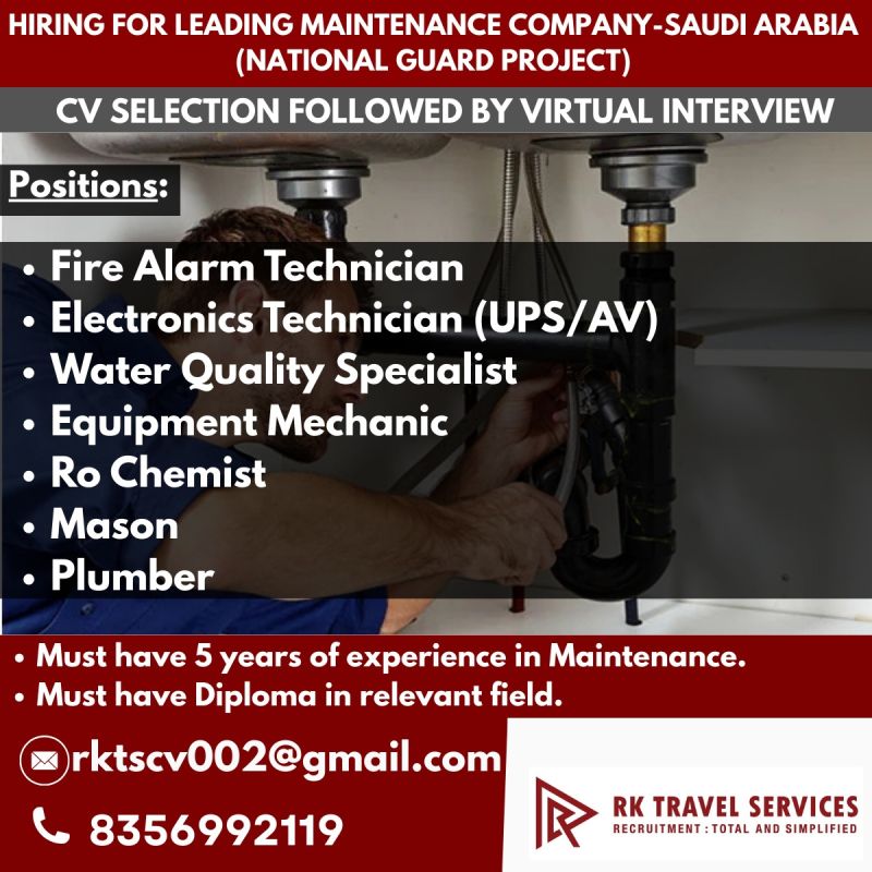 Urgent Hiring for Saudi Arabia