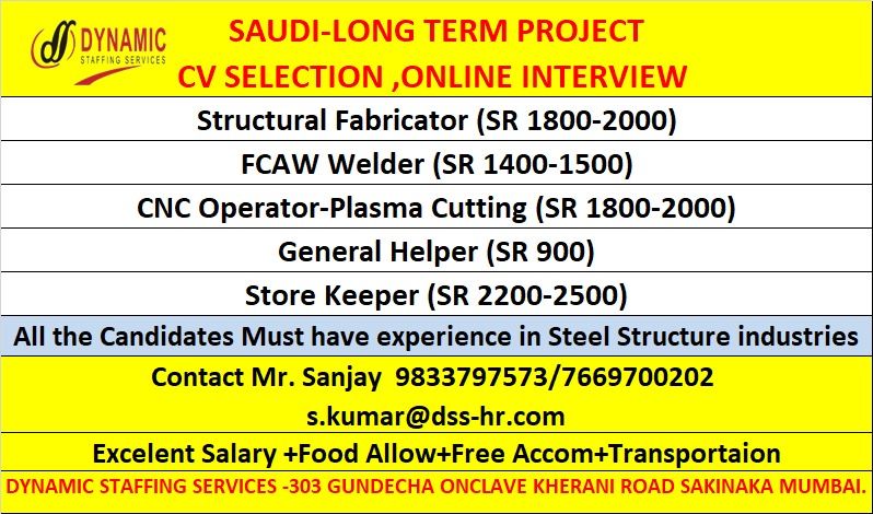 Urgent Hiring for Saudi Arabia