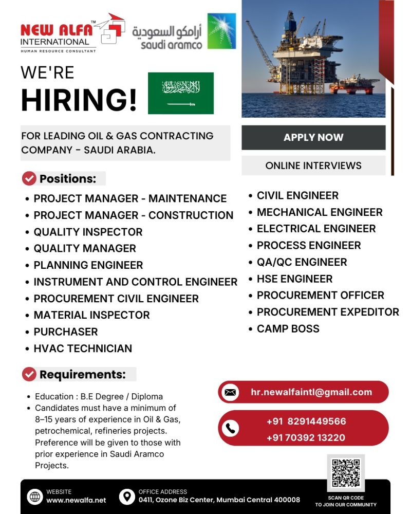 Urgent Hiring for Saudi Arabia