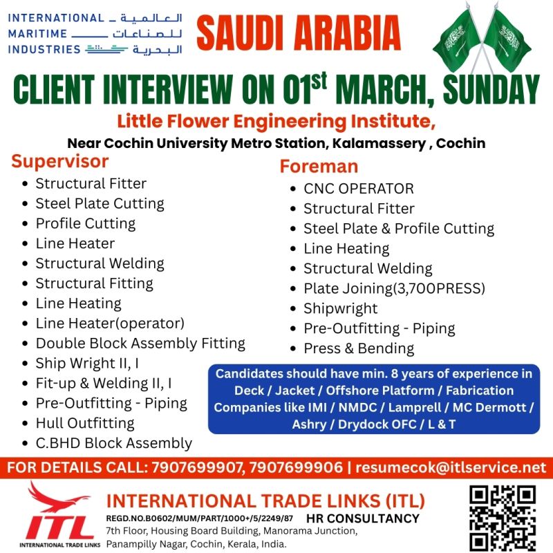 Urgent Hiring for Saudi Arabia