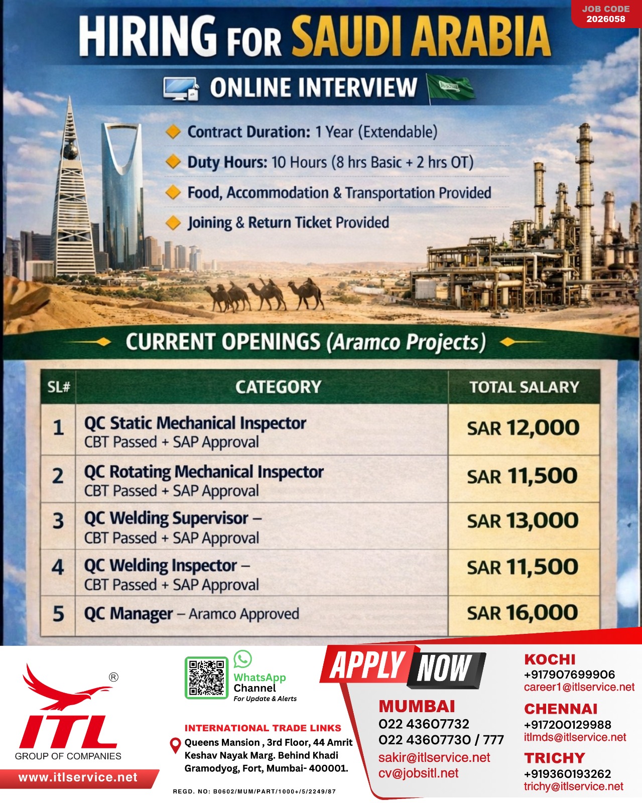 Urgent Hiring for Saudi Arabia