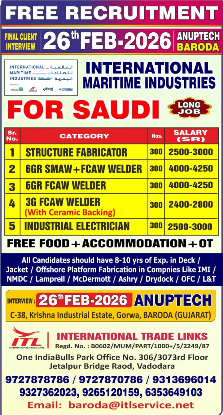 Urgent Hiring for Saudi Arabia