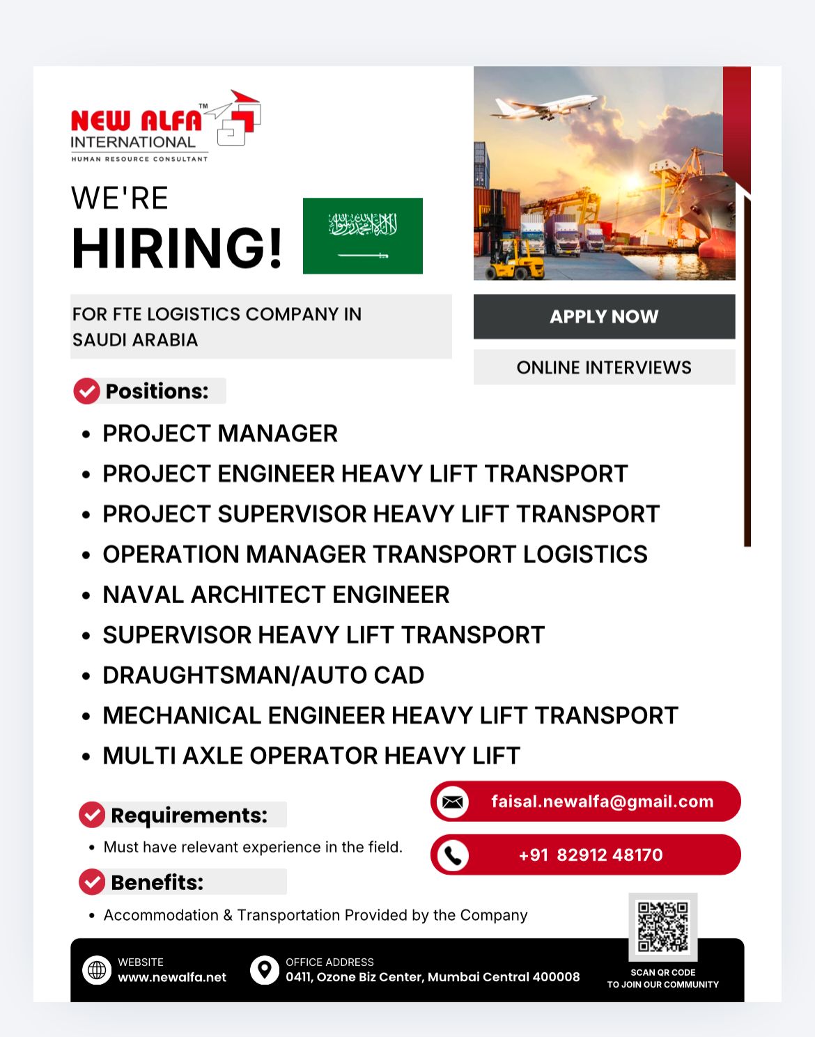 Urgent Hiring for Saudi Arabia