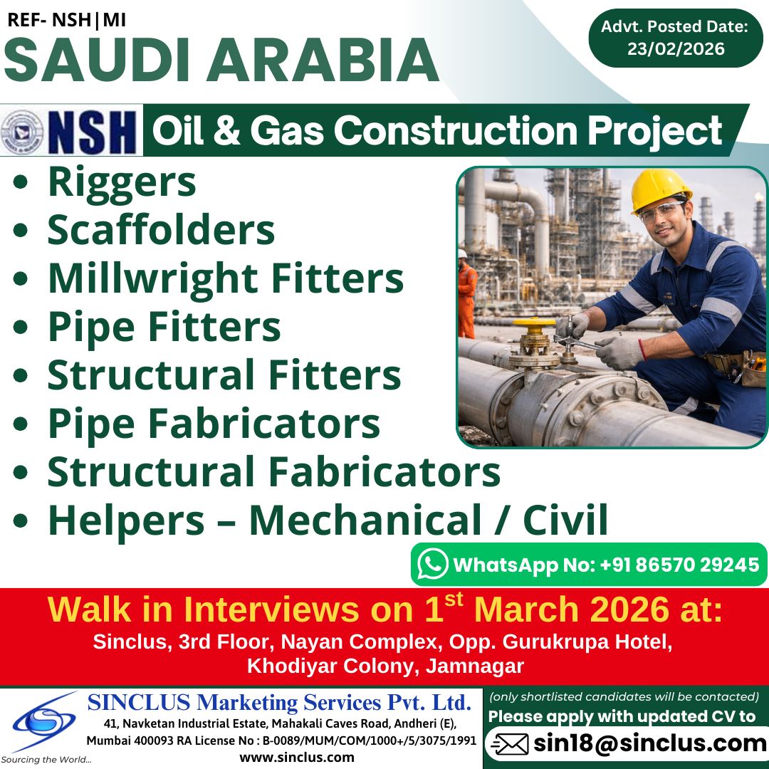 Urgent Hiring for Saudi Arabia