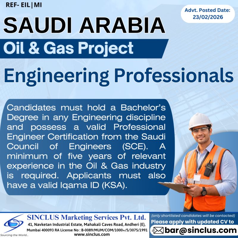 Urgent Hiring for Saudi Arabia