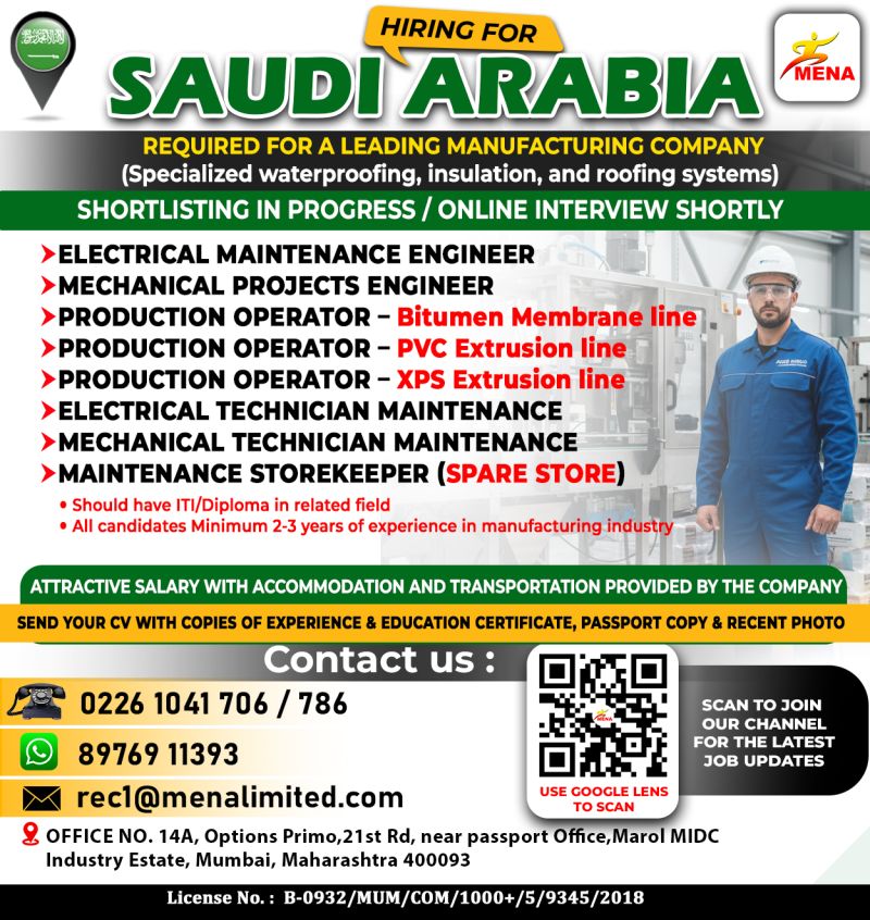 Urgent Hiring for Saudi Arabia