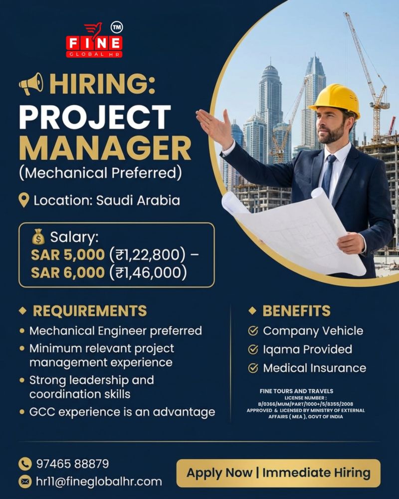 Urgent Hiring for Saudi Arabia