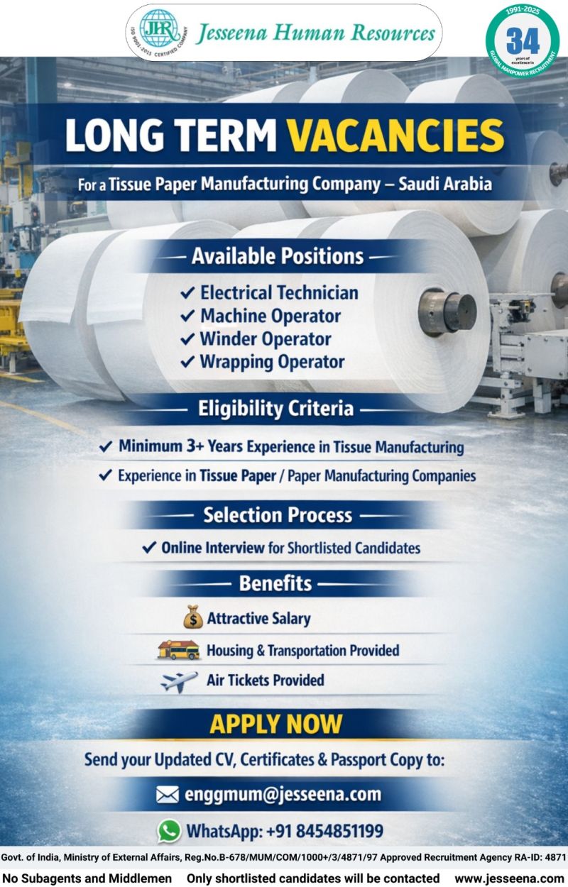 Urgent Hiring for Saudi Arabia