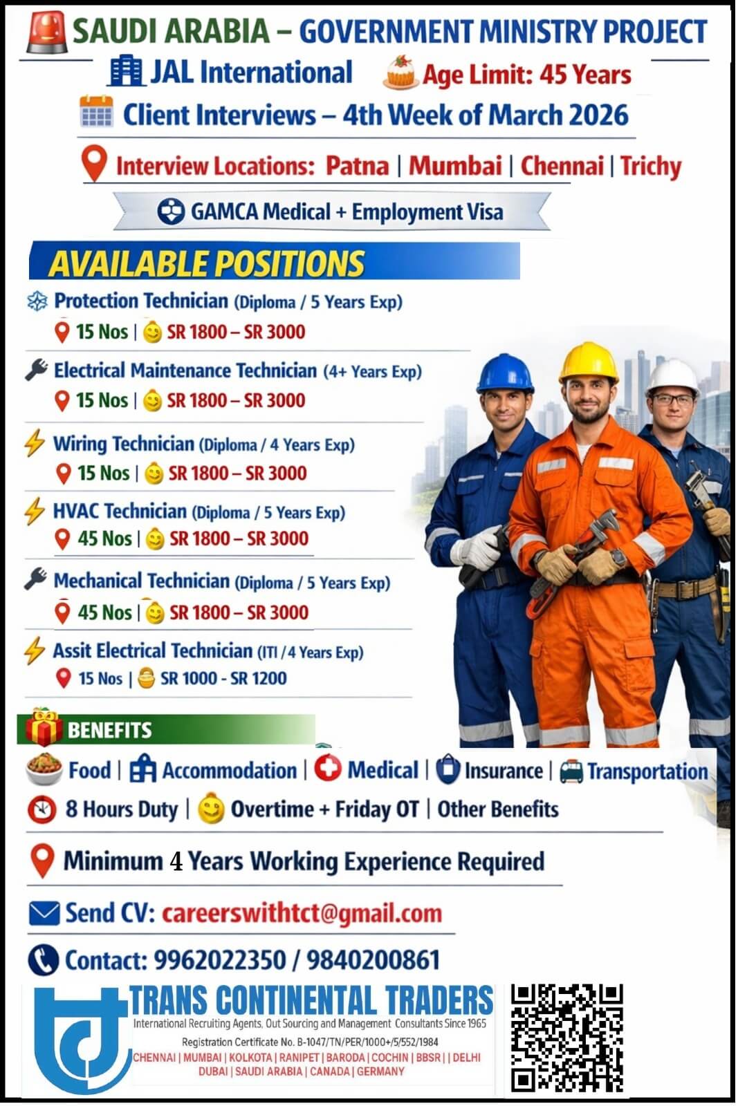 Urgent Hiring for Saudi Arabia