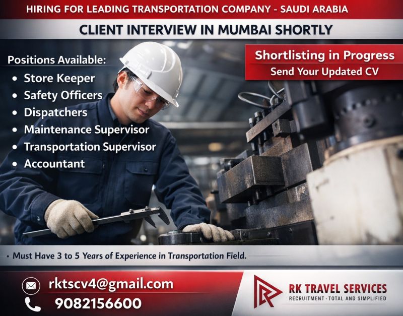 Urgent Hiring for Saudi Arabia