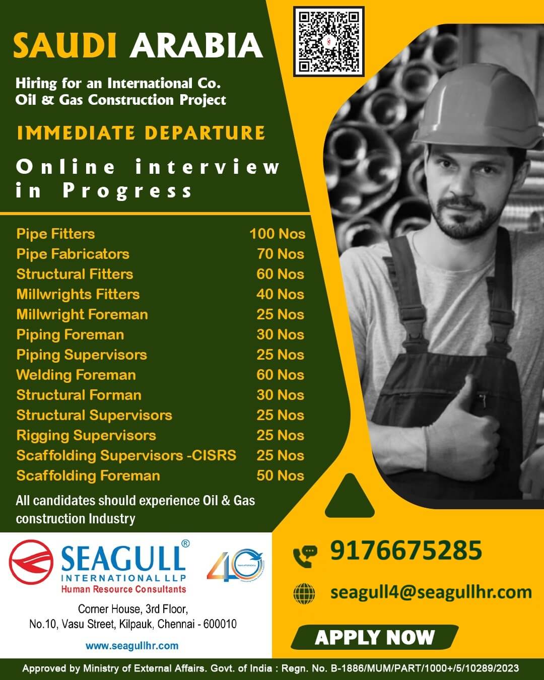 Urgent Hiring for Saudi Arabia