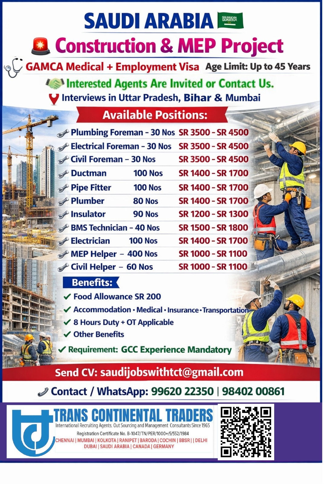 Urgent Hiring for Saudi Arabia
