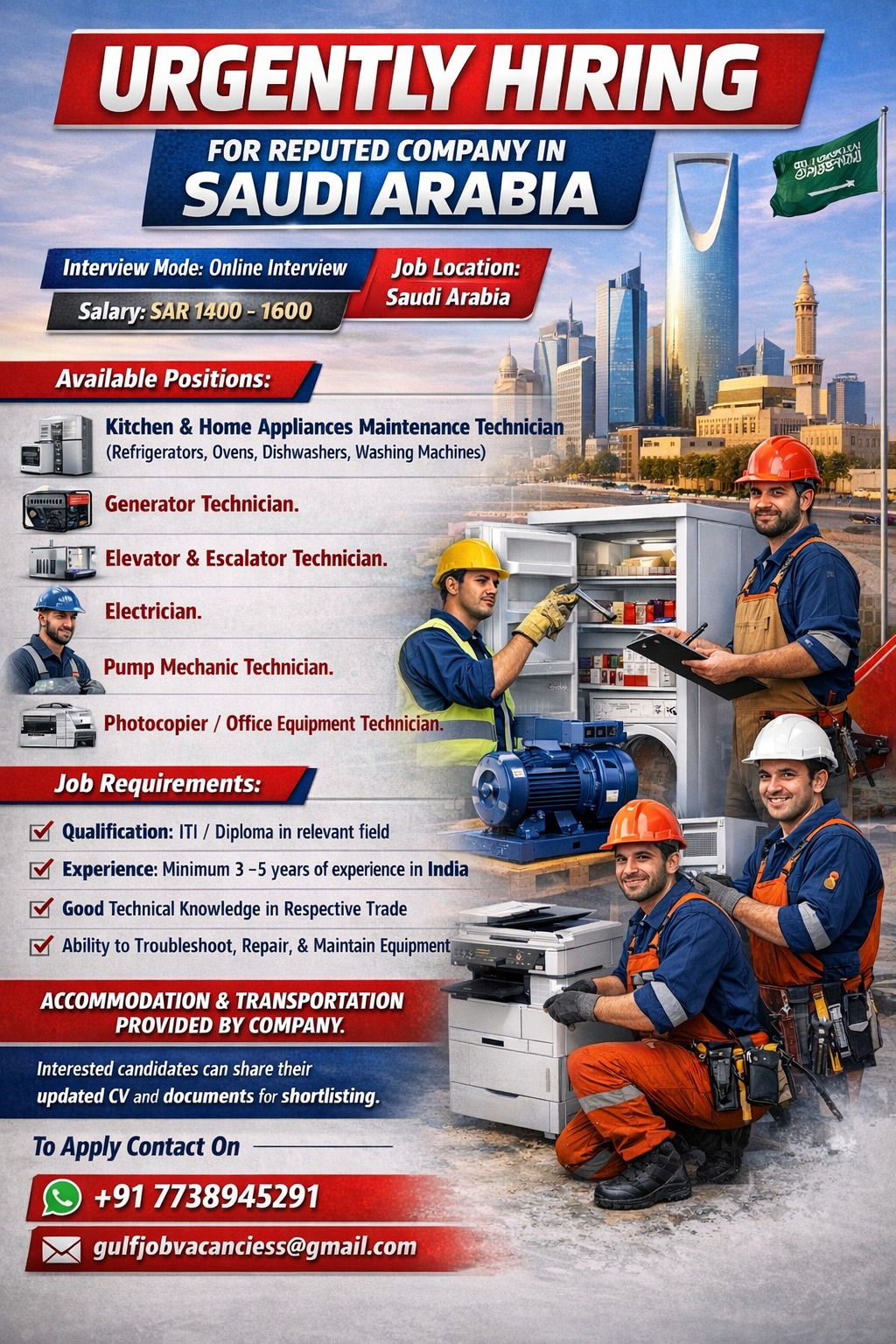 Urgent Hiring for Saudi Arabia