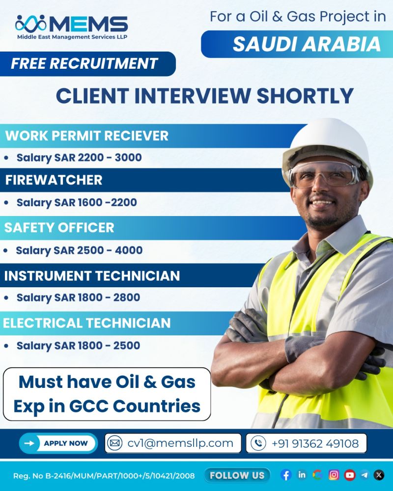 Urgent Hiring for Saudi Arabia
