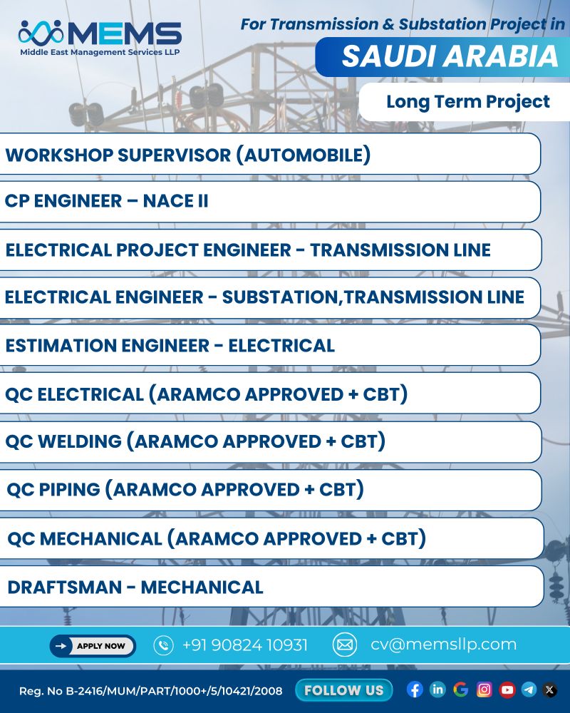 Urgent Hiring for Saudi Arabia