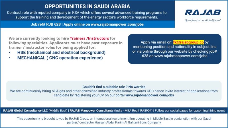 Urgent Hiring for Saudi Arabia