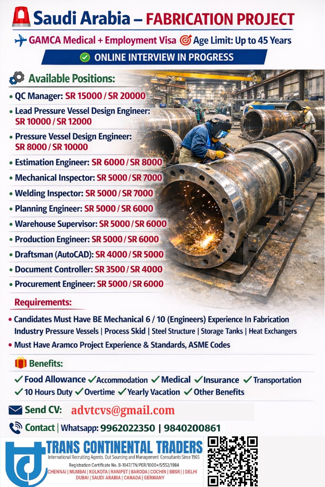 Urgent Hiring for Saudi Arabia