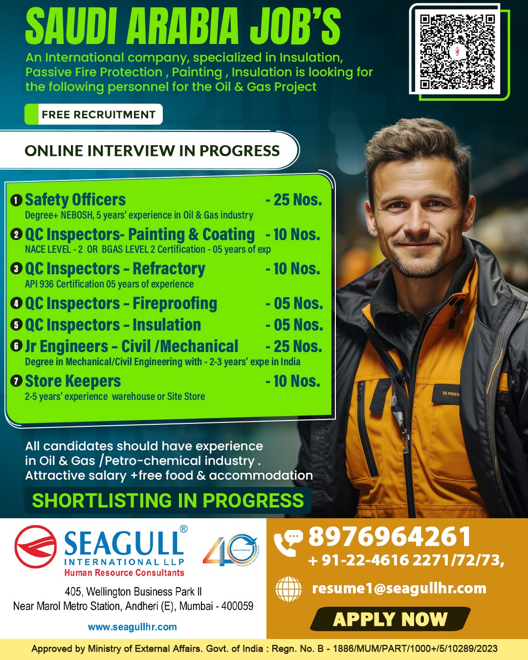 Urgent Hiring for Saudi Arabia