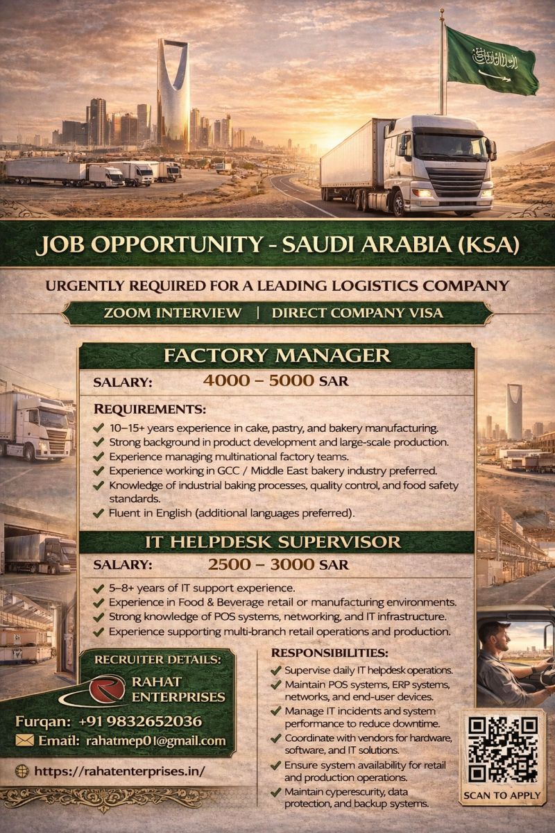 Urgent Hiring for Saudi Arabia