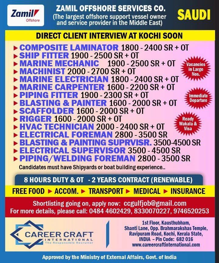 Urgent Hiring for Saudi Arabia