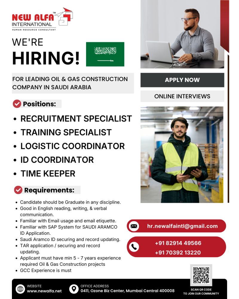 Urgent Hiring for Saudi Arabia